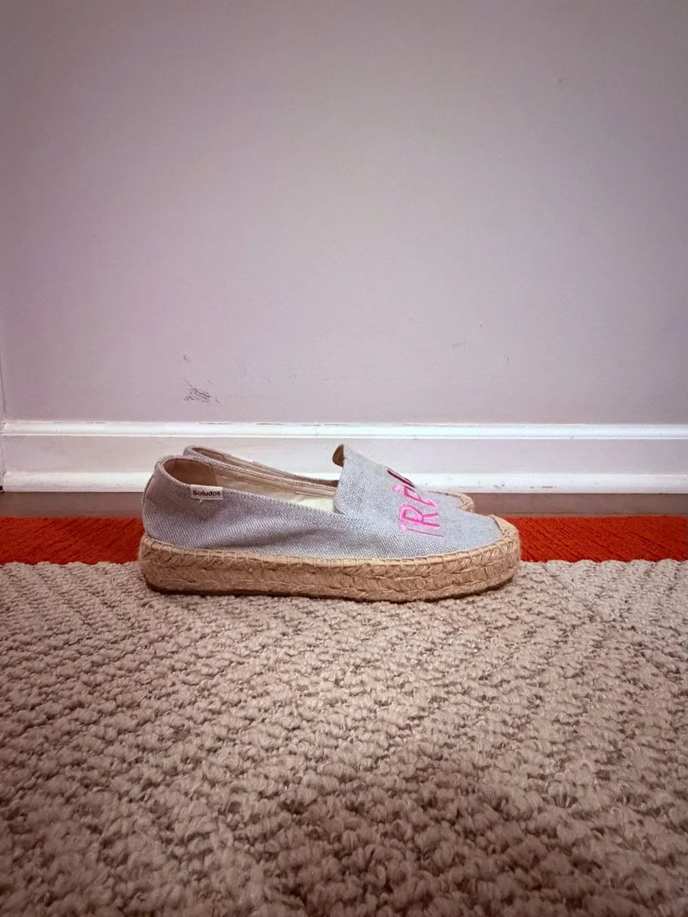 Soludos Light Blue Espadrilles with Pink & Red 